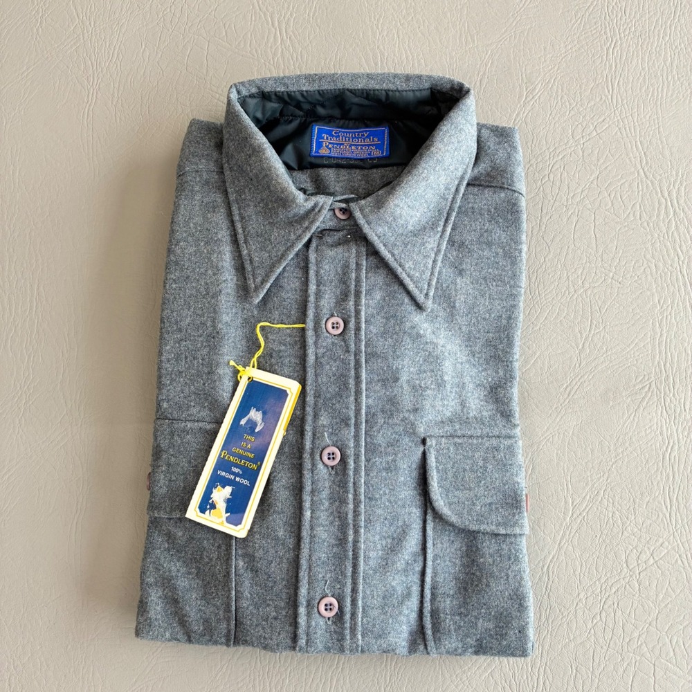 NWT Pendleton Country Traditionals Gray Virgin Wool Shirt Men's Medium C042-336